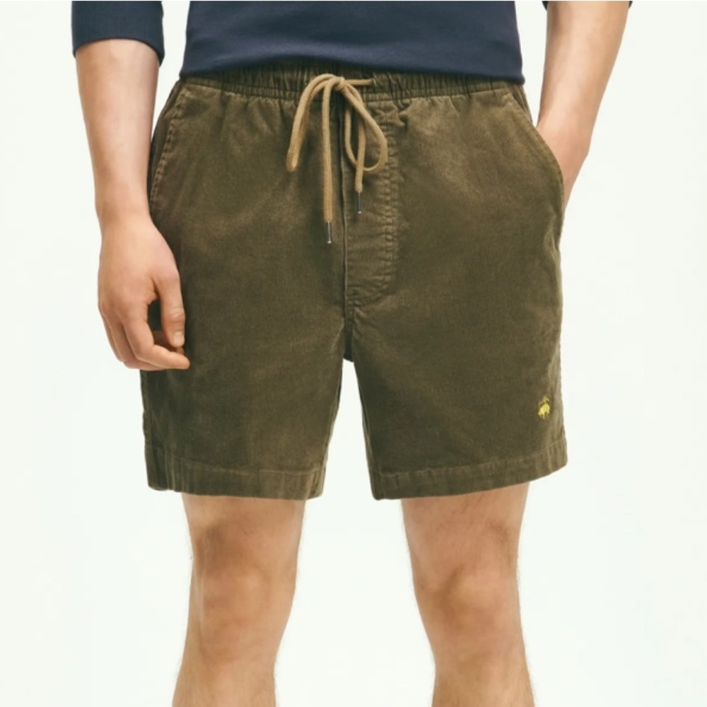 NWT Brooks Brothers Olive Stretch Cotton Drawstring Friday Shorts
